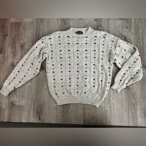 Vintage Peconic Bay Traders Grandpa Grey Knit Cotton Sweater size Large